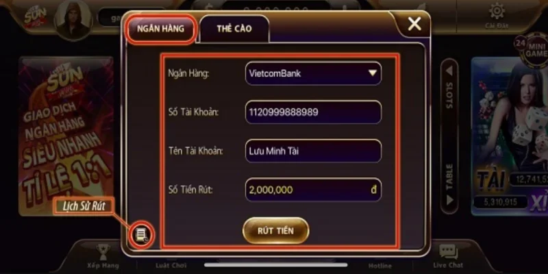 Mẹo rút tiền Sunwin nhận tiền ngay sau 5 phút